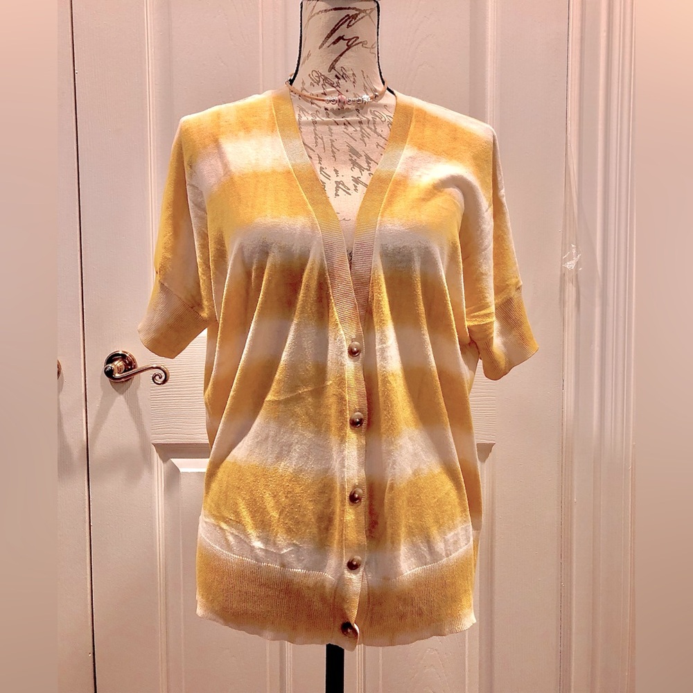 LOFT TIE DYE BUTTON UP SWEATER